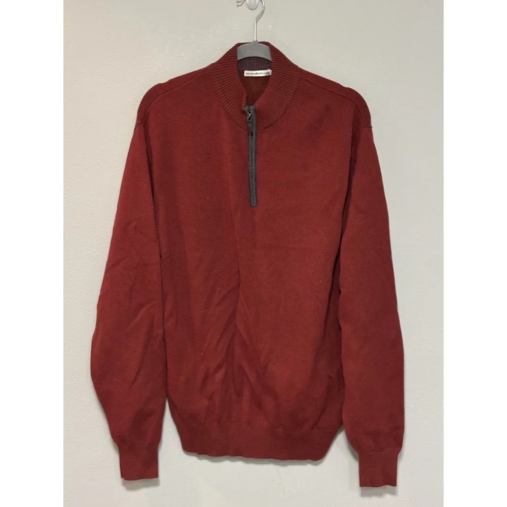 Peter Millar Quarter-Zip Pullover Sweater Men's Size XL‎ Maroon Long Sleeve